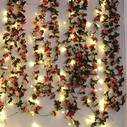 קישוטי גרלנד פרחים, 6 יח 'גפני פרחים מלאכותיות לעיצוב חדרים, זר בגפן ורד מזויף, זר פרחים לעיצוב [מתאים לחתונה/מסיבה/גינה/חדר]
